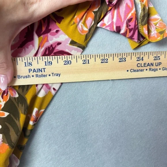 Donna Morgan Women’s Floral Print Yellow Dress Belted size 14 - Picture 3 of 10